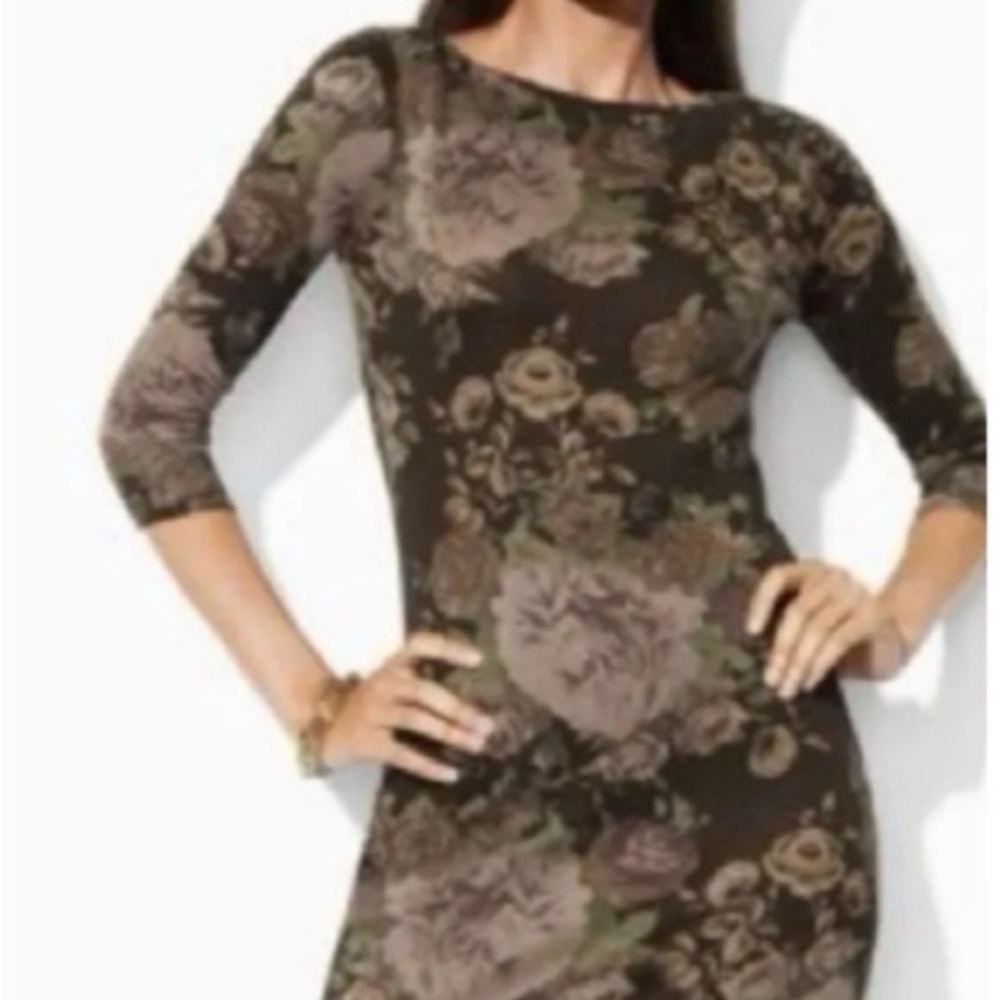 Lauren Ralph Lauren Silk and Wool Blend Floral Bodycon Dress.